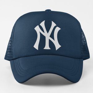 NEW York Yankees NY Logo Foam Trucker Mesh Snapback Hat NAVY
